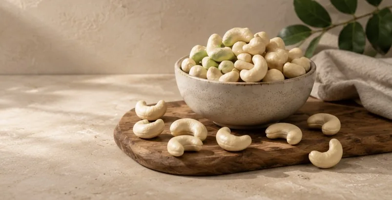 Whole cashew kernels in a bowl — Pasha International cashew supply